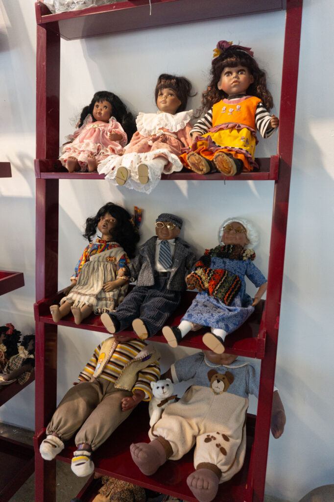 Donated dolls for sale at The Community Artists' Collective Ashé Summer Market (Photo by Sofia Westerman) 