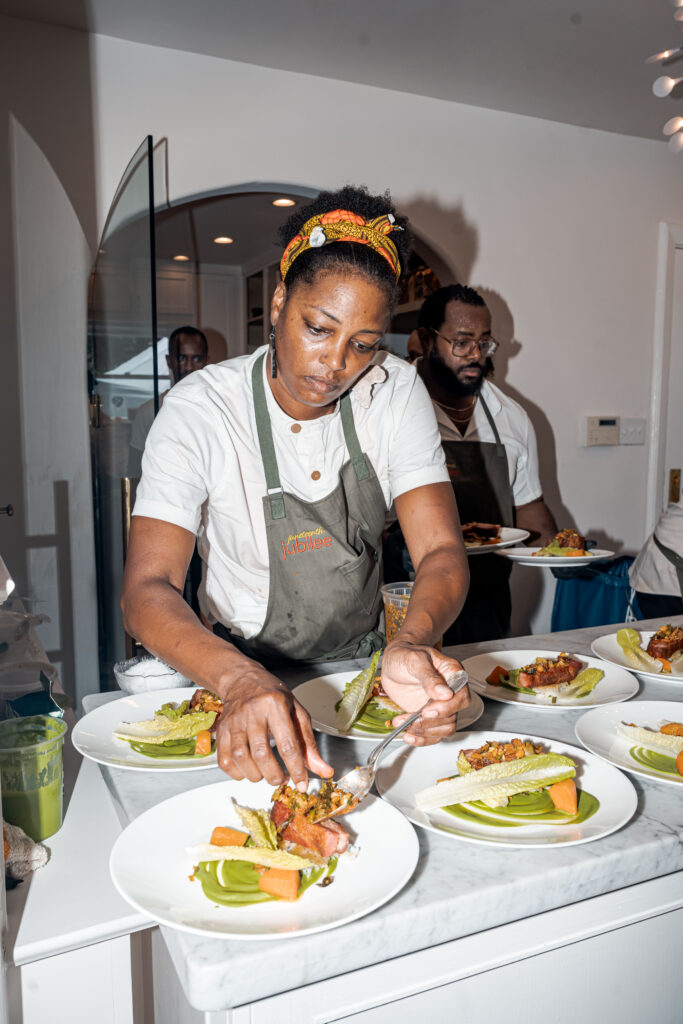Chef Dawn Burrell at the Juneteenth Jubilee dinner.