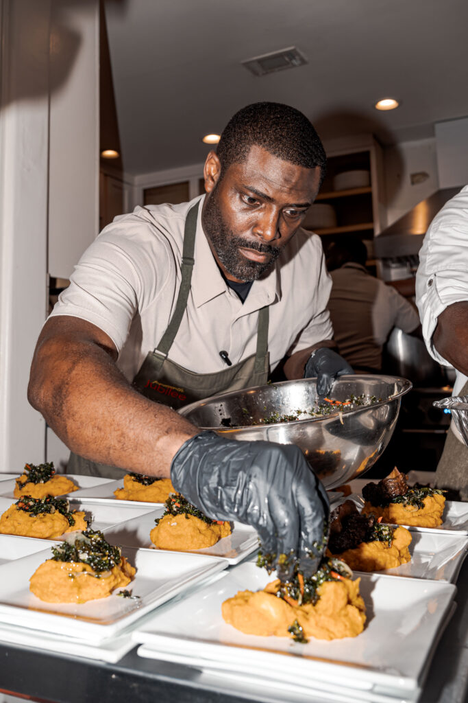 Chef Greg Gatlin at the Juneteenth Jubilee dinner.