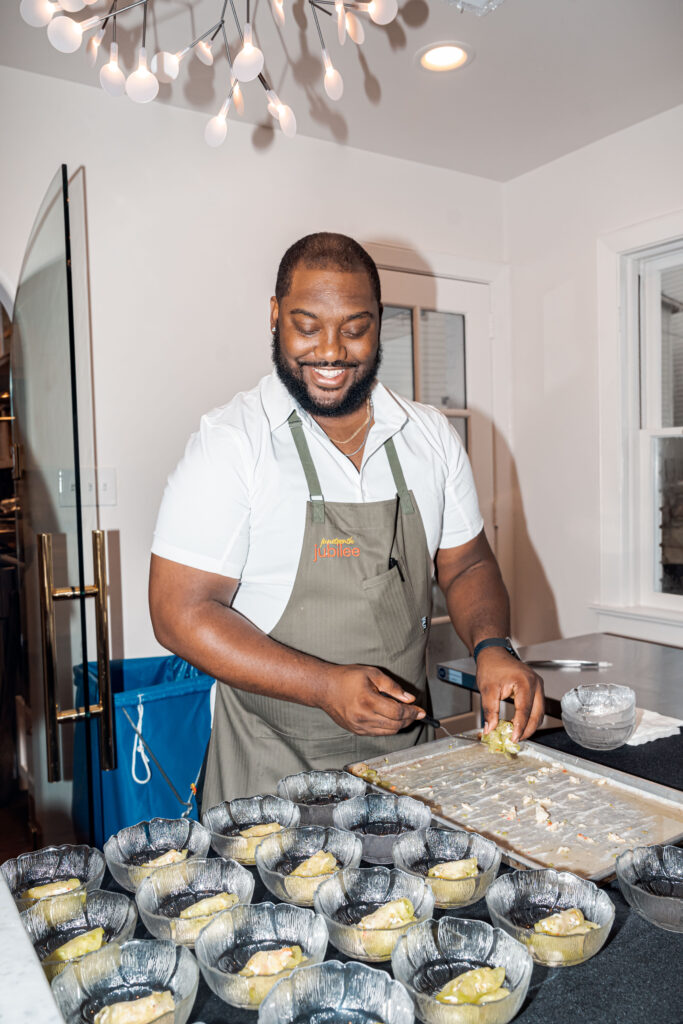 Chef Tristen Epps at the Juneteenth Jubilee dinner.