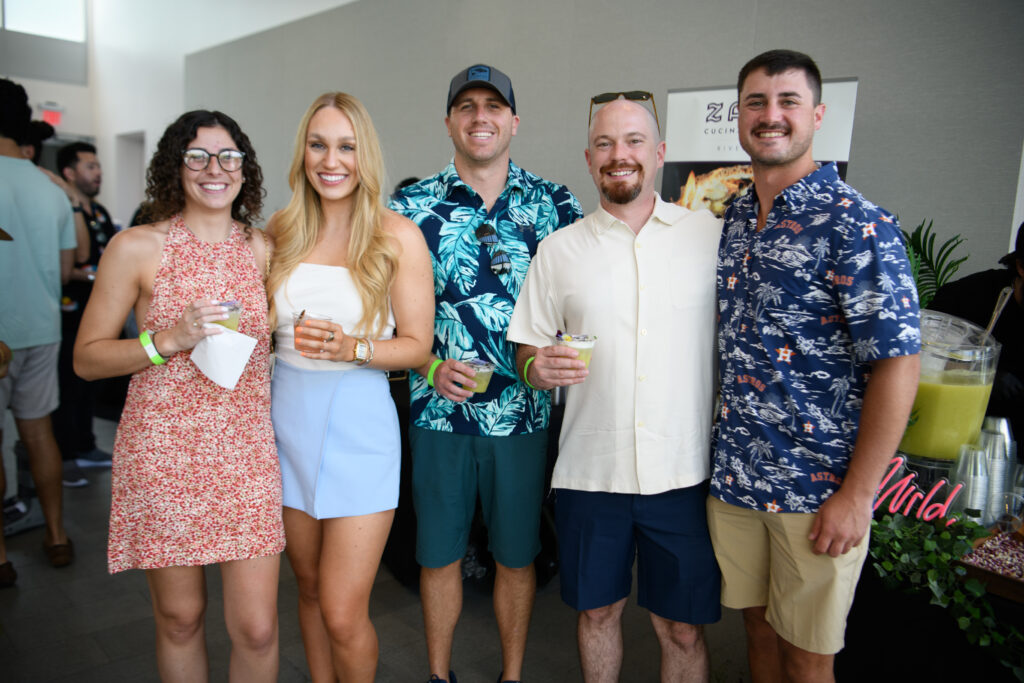 Elizabeth Groenewold, Gabrielle Simon, Logan Diskin, Daniel Bowen and Lakin Petz at the Urban Green 'Gardens & Goblets' fundraiser at  McGovern Centennial Gardens (Photo by  J. Vince Photography)
