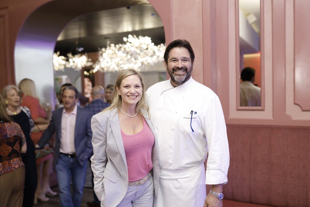 Erin Hicks & Chef Bryan Caswell  t the American Cancer Society 'Men Wear Pink' event at PostScript (Photo by Quy Tran)