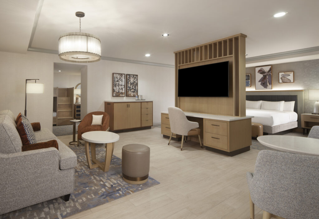 Book one of the family suites at Hilton Anatole for the perfect getaway and you can even add on the Camp Anatole package.