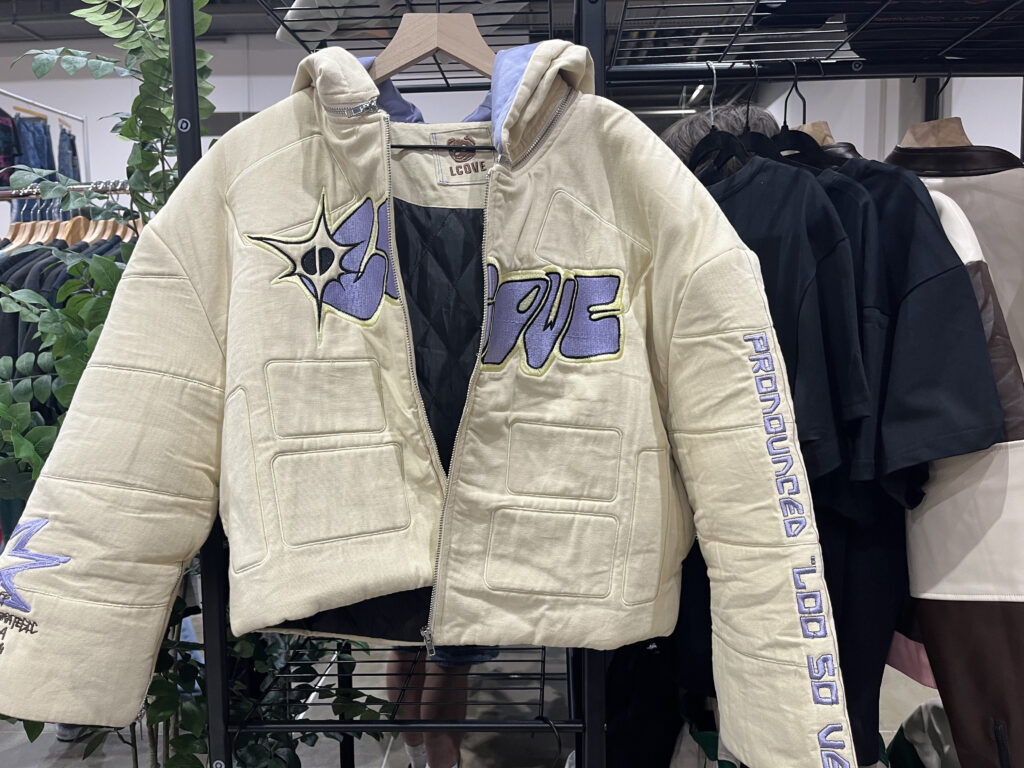 A leather jacket grabs attendees' attention (Photo by Jenna Baer)