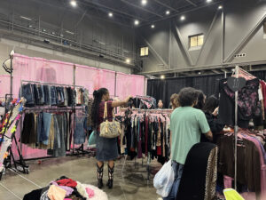 Visitors check out a variety of clothes brought by vendors from all over (Photo by Jenna Baer)