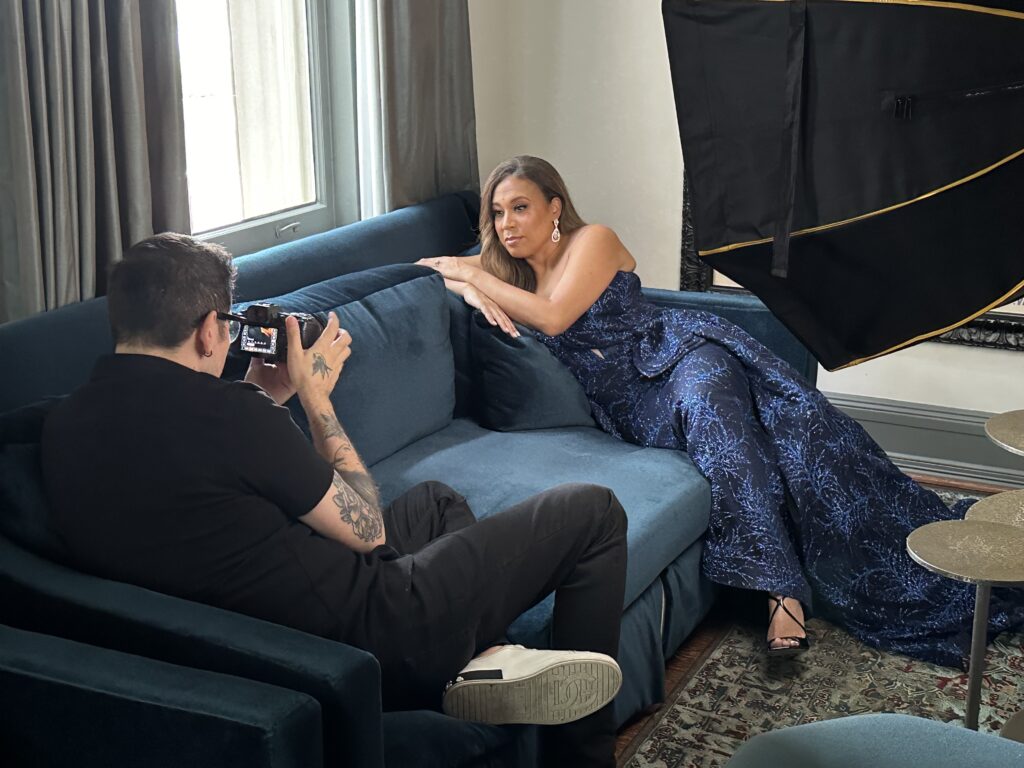 Heidi McDonald Smith wears Jovani for the PaperCity Philanthropy in Fashion  Best Dressed photo shoot at La Colombe d'Or. (Photo by Shelby Hodge)