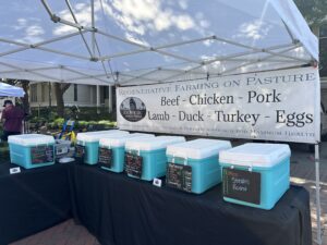 Meats, poultry and eggs are available each week at the Market on Main in Conroe on Saturdays. (Photo by Farralyn Withrow)