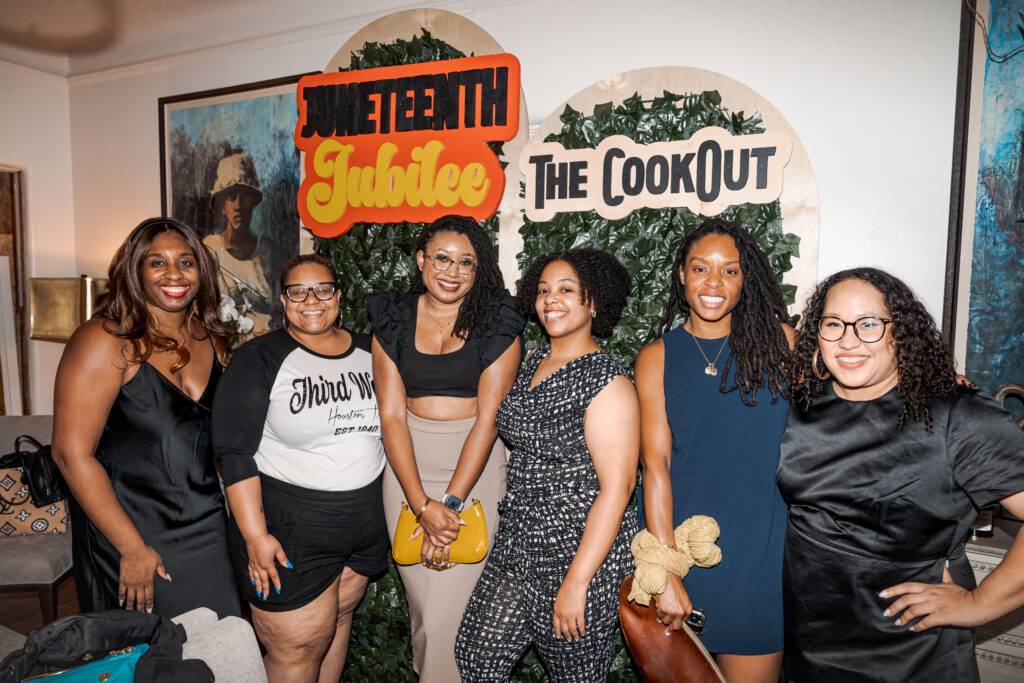 Kay-B G., Gabrielle del Bosque, Lorece Shaw, Indiana Joseph, Brittney Dixon-Bello, Vanessa Hall at the Juneteenth Jubilee dinner.