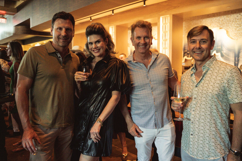 Lance & Kristi McLeod, Frank Billingsley & Kevin Gilliard at the opening of Azumi in River Oaks District. (Photo by Jonah Tijerina)