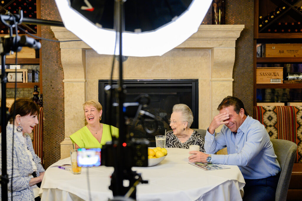 Laughter is acknowledged as the best medicine when Rosie Carrabba and Donna Lewis share their CanCare stories with Shelby Hodge and Johnny Carrabba for the 'Hope in the Face of Cancer: A Survivor by your Side' podcast. (Photo by Si Vo Photography)