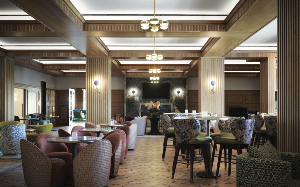 The Living Room at Park House Houston brings intricate geometric parquet flooring. (Photo by Pär Bengtsson and Michelle Aviña)