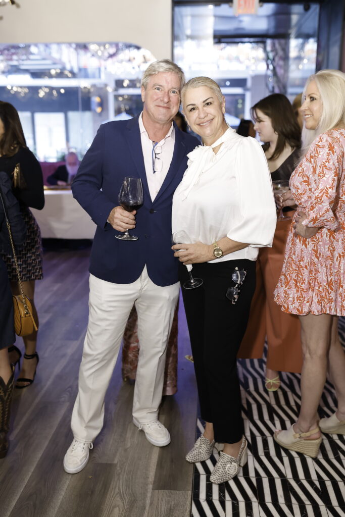 Tom Grace, Jennifer Johnson  at the American Cancer Society 'Men Wear Pink' event at PostScript (Photo by Quy Tran)