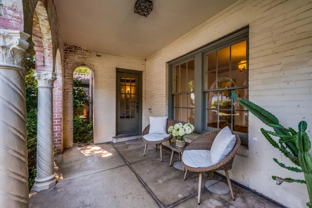 Original columns on the front patio. 