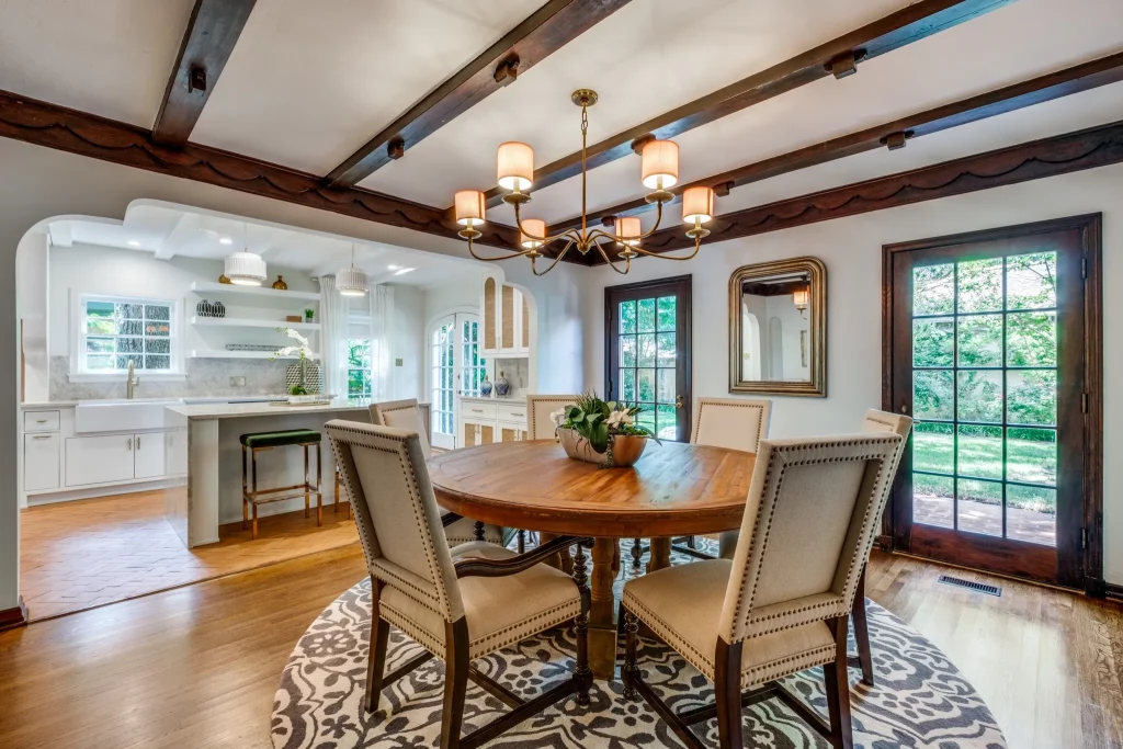 The scalloped edges seen throughout the home are also original ot the house. 