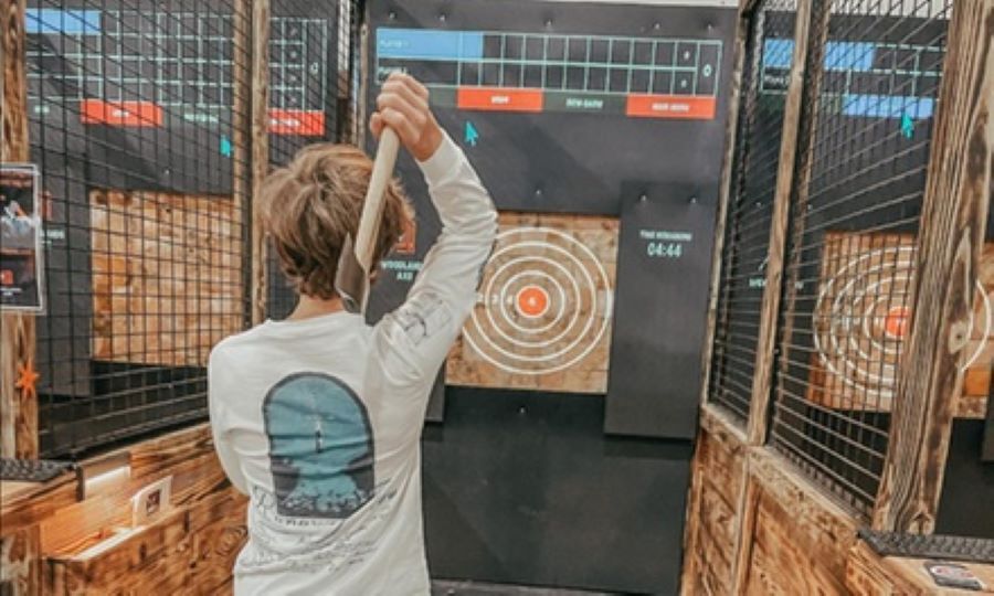 Try indoor axe throwing at The Woodlands Axe on Tamina Road, Magnolia. Image: Woodlands Axe.