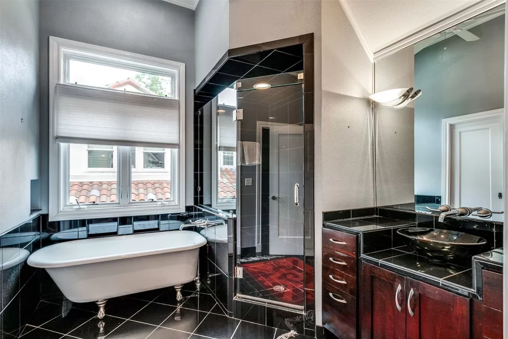 One of three full bathrooms.