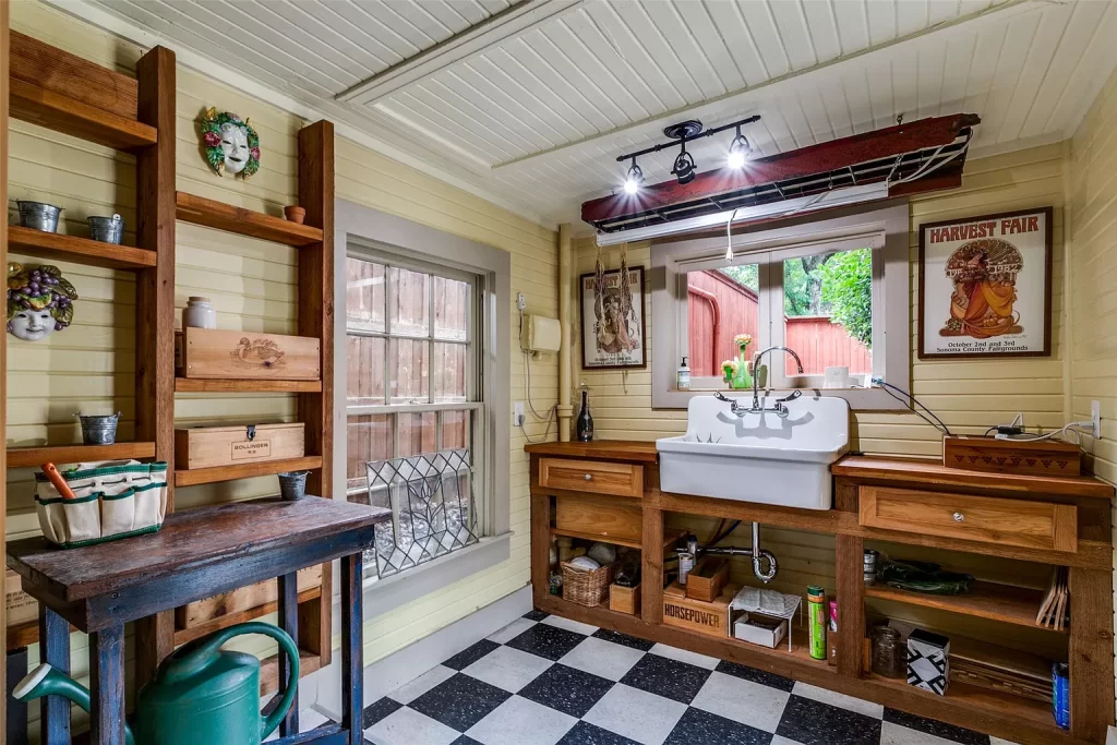A storybook garden shed. 