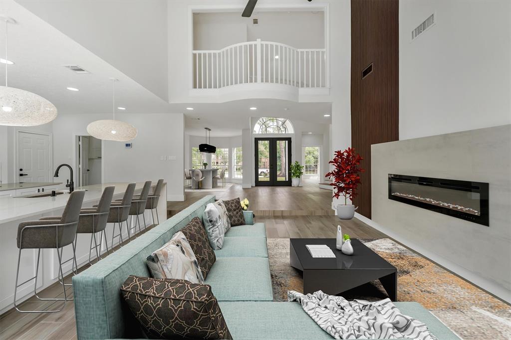 The tall ceilings inside 23 Treasure Cove Drive allow for plentiful natural light. 