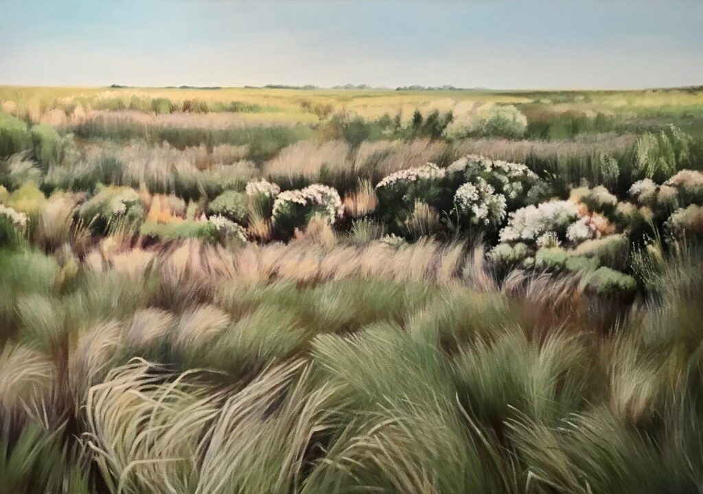 Ken Mazzu’s “Coastal Prairie, Anahuac,” oil on canvas, 50”x70”, 2024 (Photo courtesy of MFAH)
