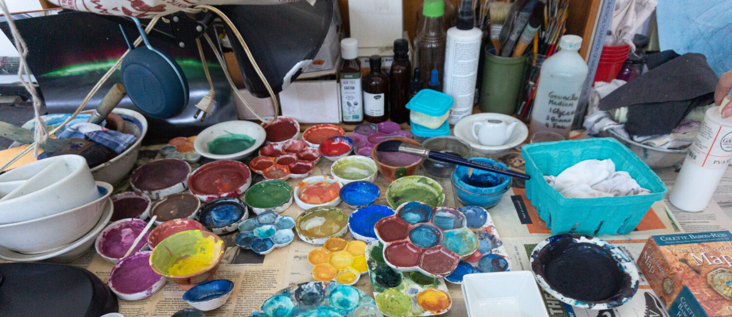 Arielle Masson’s homemade paint at her studio (Photo by Sofia Westerman)
