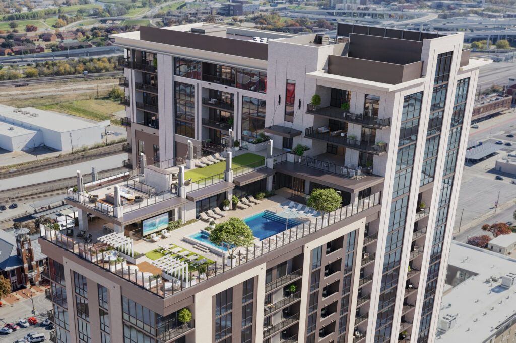 The penthouses  above the 24th floor rooftop amenity
