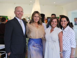 Evan Nicholas & Alyson Weaver Nicholas, Sveta Darnell, Nicole Katz at Texas Children's Duncan NRI cocktail reception and program in a private home in Montecito, California. (Photo by Darcie Roberts)