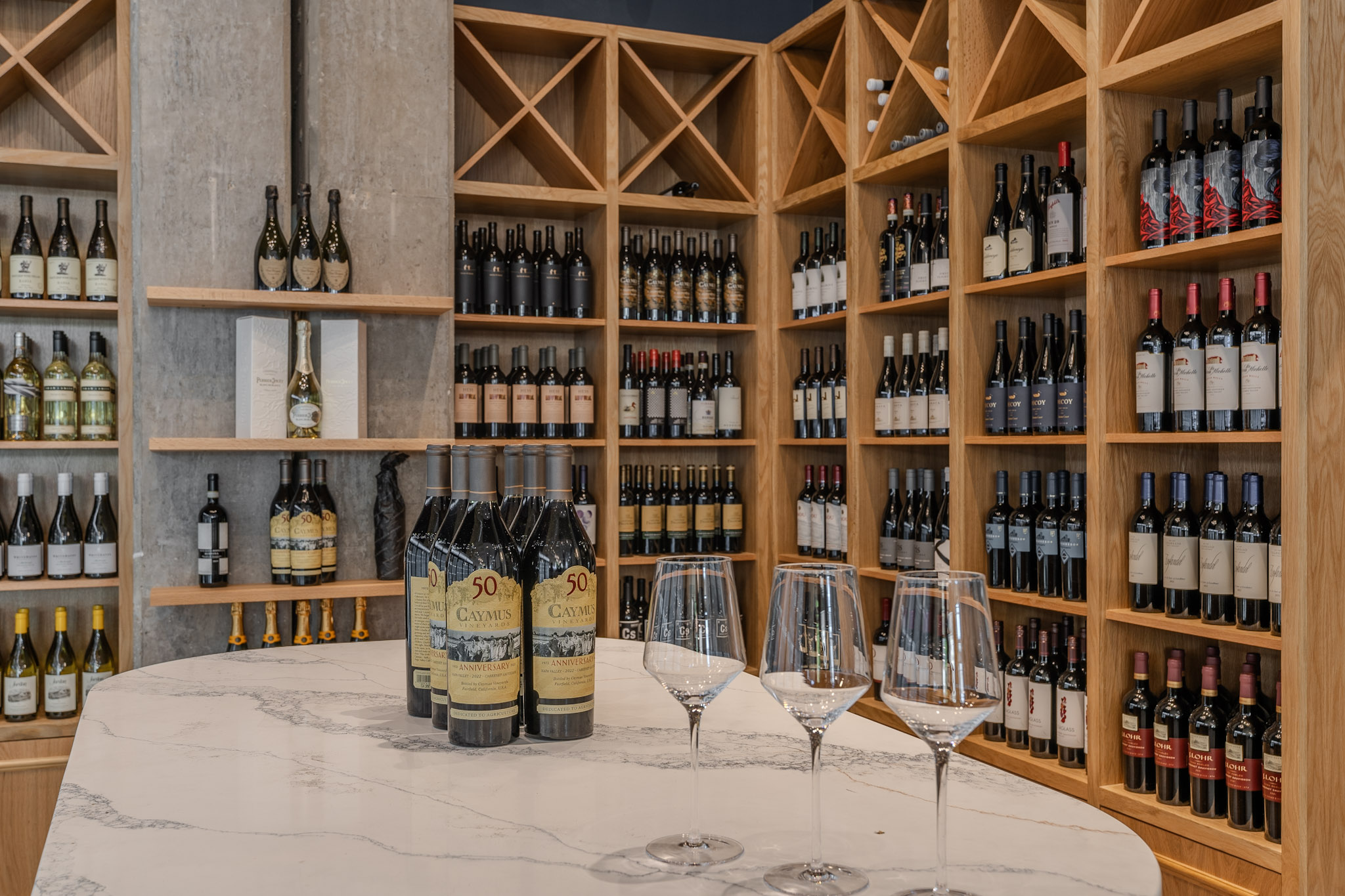 The wine cellar at Marche Bleu in Clearfork