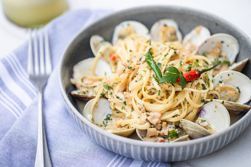 Linguine alla vongole served at Graffiti Raw in the Montrose Collective can be had at Houston Restaurant Weeks. (Photo by Becca Wright)