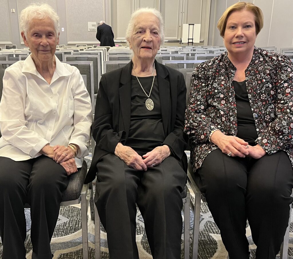 Artists Pat Colville and Leila McConnell with Bonnie Campbell at CASETA 2024. (Photo by Jenna Baer)