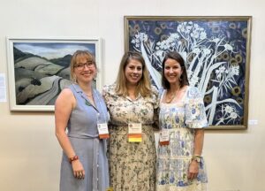 Laura Bledsoe, Sarah Foltz, and Mary Margaret Albritton highlight the offerings of Foltz Fine Art at CASETA 2024. (Photo by Jenna Baer)