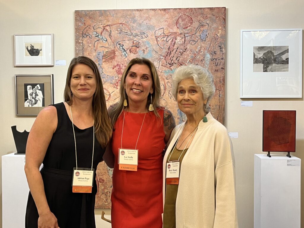Adrian Page, Lee Steffy, Betty Moody from Moody Gallery at CASETA 2024 (Photo by Jenna Baer)