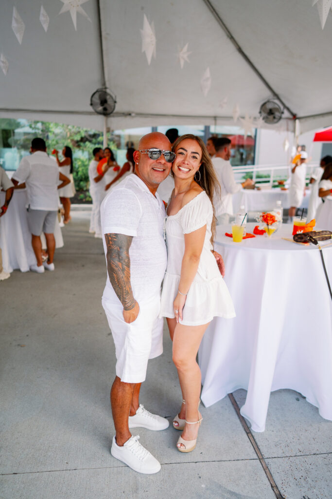 Rio & Caroline Diaz at Nan & Company Properties' White Linen Night in the Heights soirée.