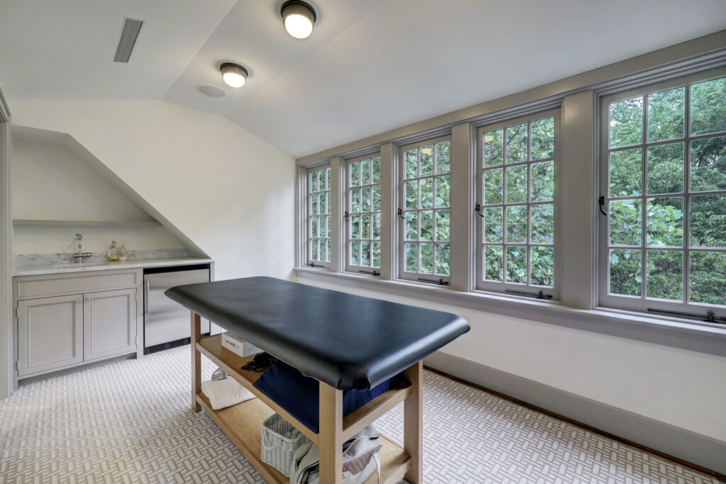 The massage room, a must for all Olympic dreamers, at 3 Briarwood Court (Photo by TK Images)