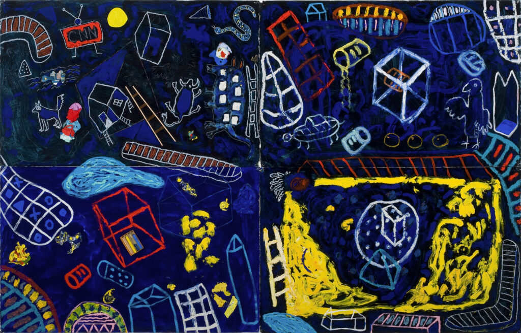 Floyd Newsum's "After the Storm CNN" (2006). Acrylic and oil stick on paper. (Collection of the Smithsonian's National Museum of African American History, Washington, D.C., courtesy Nicole Longnecker Gallery, Houston)