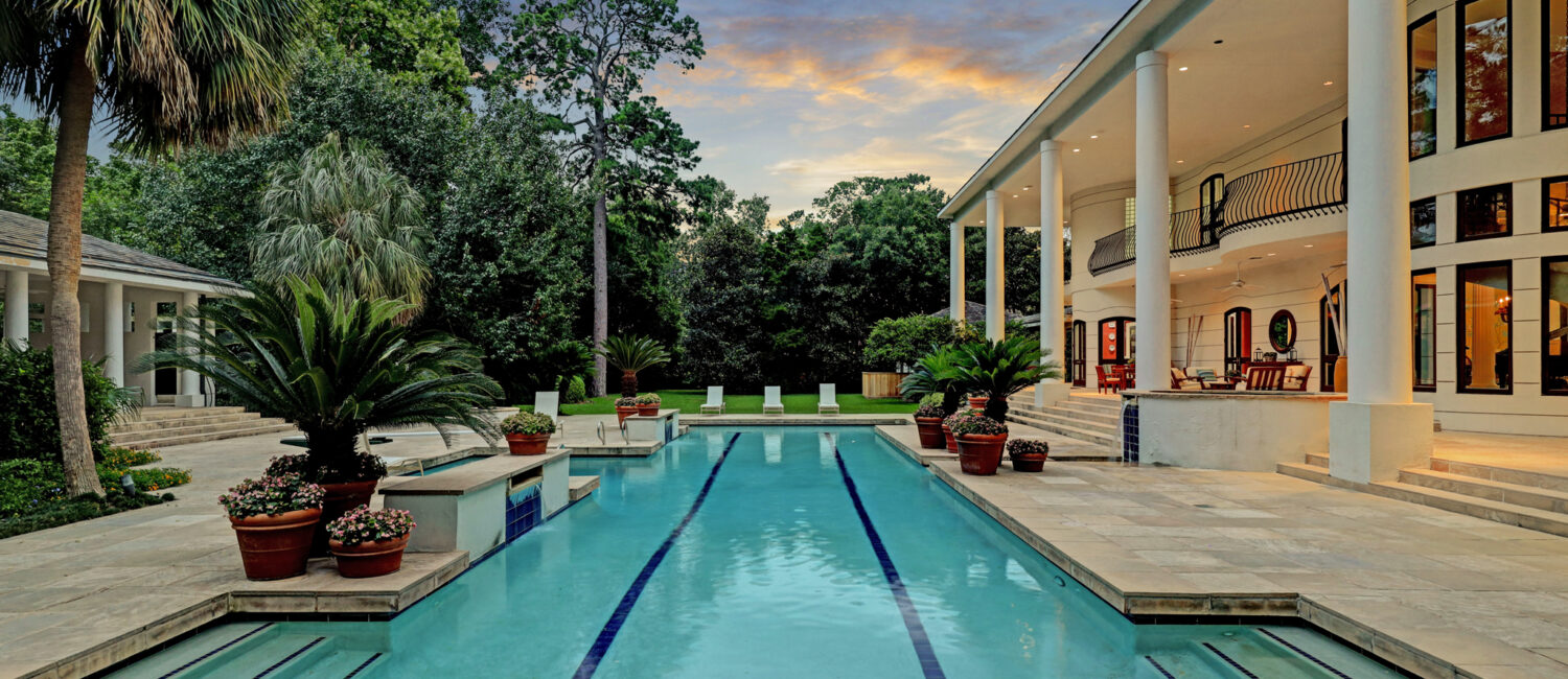 The inviting lap pool at 324 Buckingham Drive is certainly Olympic worthy.