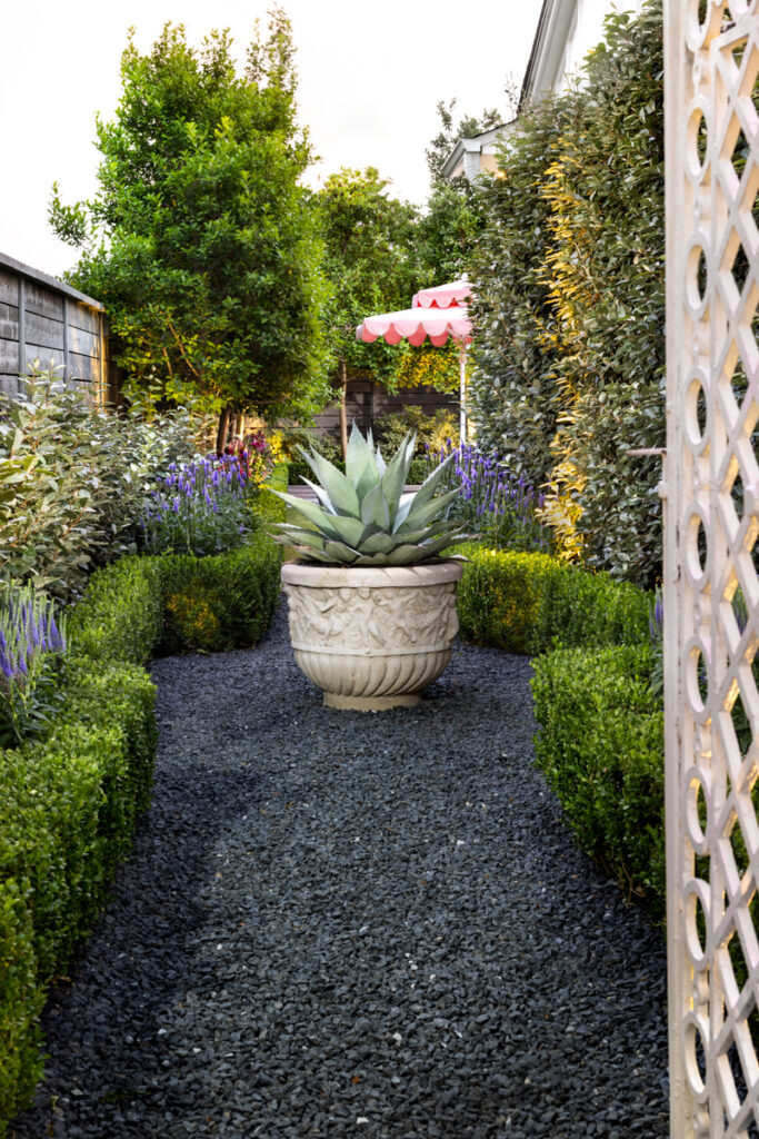 A lushly landscaped entrance. (Photo by Jennifer Baker)