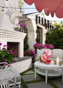 Dan Houchard backyard pool renovation dallas Dan Houchard backyard pool renovation dallas – outdoor white painted fireplace (Photo by Jennifer Baker)
