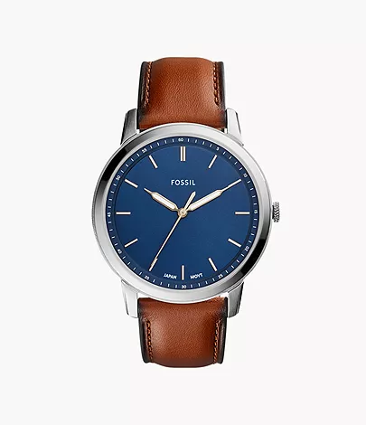 Fossil The Minimalist Slim Three-Hand Light Brown Leather Watch, available at NorthPark Center and The Galleria. 