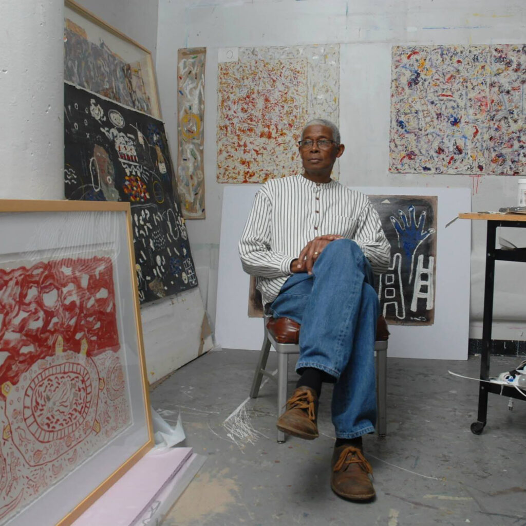 Floyd Newsum pictured in his studio. (Photo by Ben DeSoto, courtesy Nicole Longnecker Gallery, Houston)