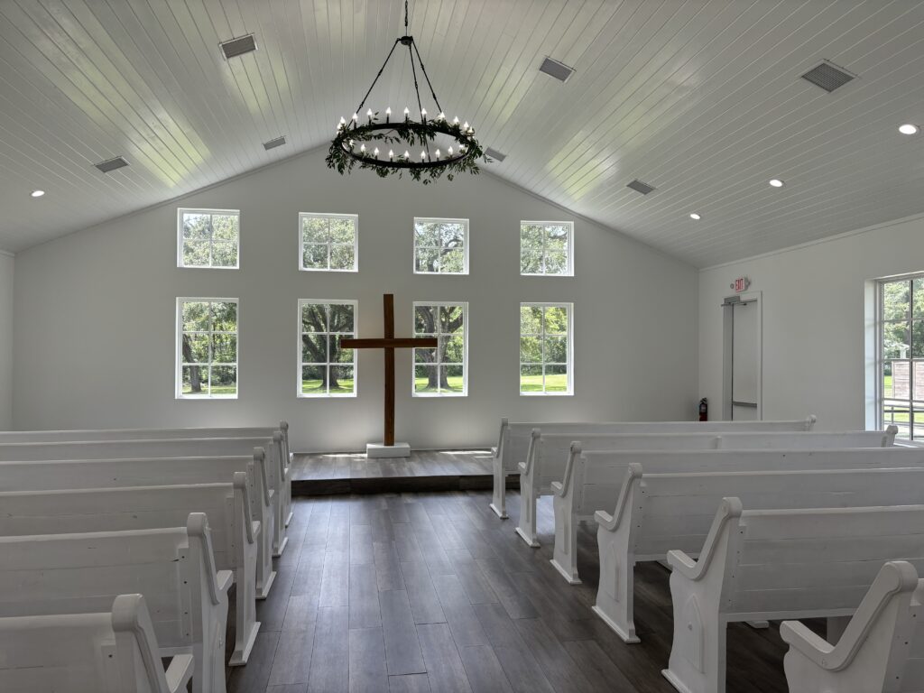 The Laura May chapel at Addison Woods can be decorated to the client's taste, and allows a great deal of natural light. (Photo by Laura Landsbaum)