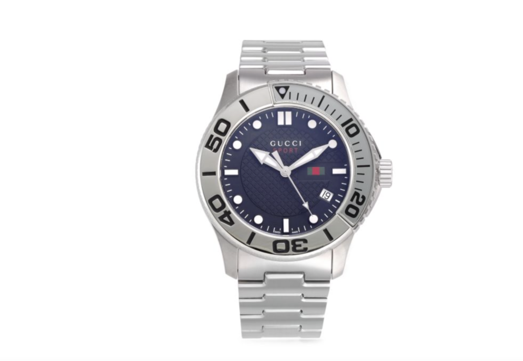 Gucci G-Timeless Stainless Steel Sport Watch, available at Highland Park Village and The Galleria. 