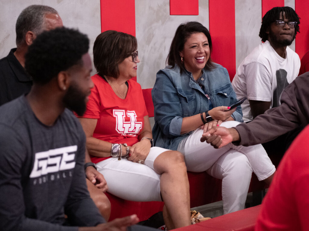 The University of Houston basketball program is a family affair with Karen Sampson (red shirt) and Lauren Sampson a huge part of the program's heart and soul. (Photo by F. Carter Smith)