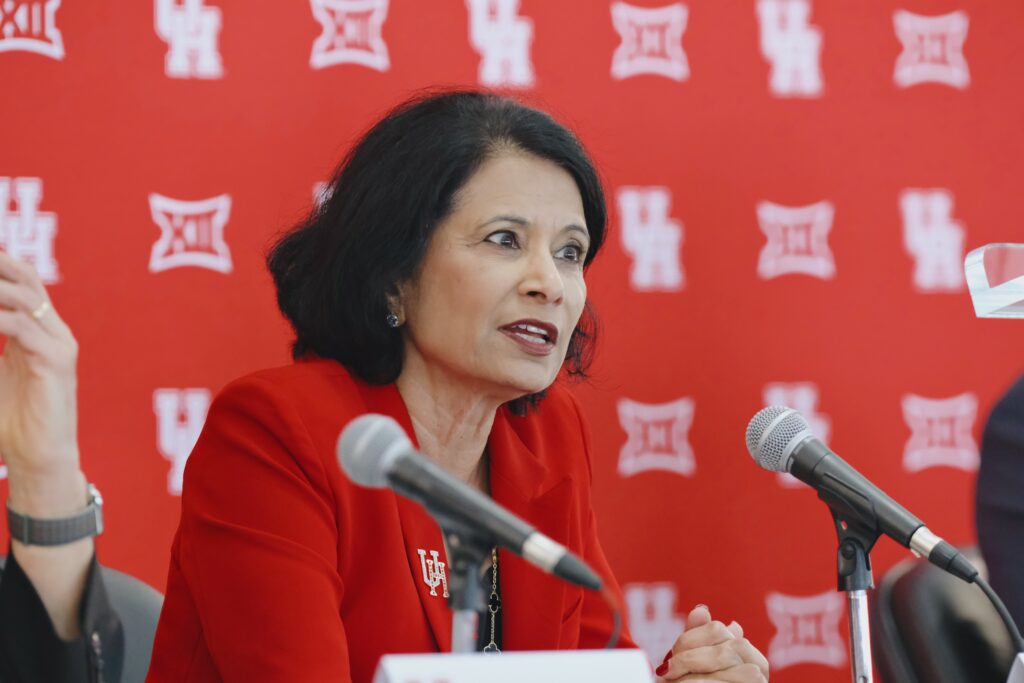 UH chancellor and president Renu Khator is making bold plans for the University of Houston and new athletic director Eddie Nunez. (Photo by F. Carter Smith)
