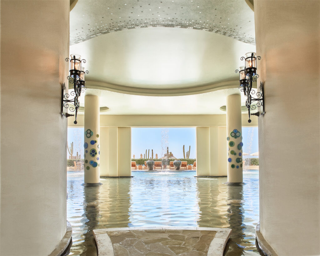 The beautiful Waldorf Astoria Los Cabos Pedregal spa, designed by Sylvia Sepielli.