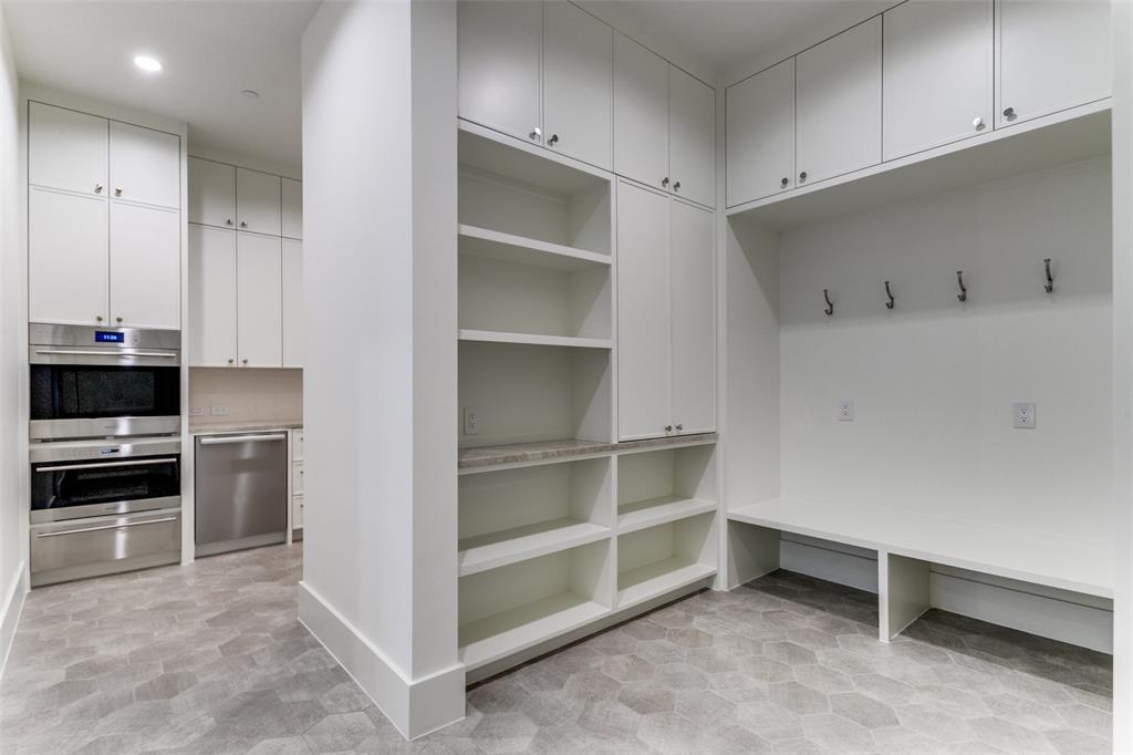 A mudroom and butler's pantry.