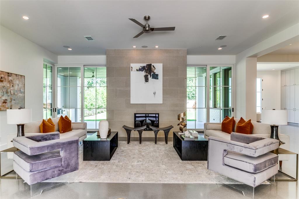 The living area with polished concrete floors. 