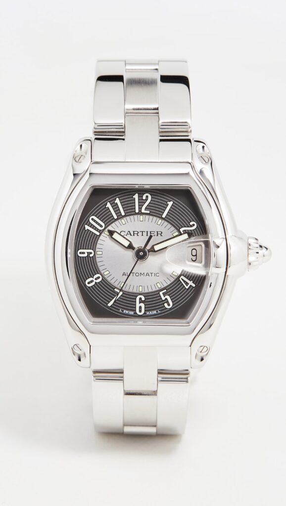Cartier 36mm Roadster Large Stainless Steel Watch, available at Highland Park Village and River Oaks District. 