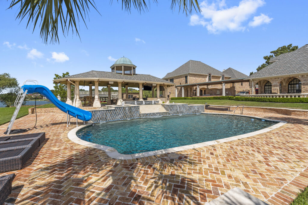 The resort like pool area at 401 Lakeshore Drive in El Lago, Texas.  (Photo by Iconic Images)