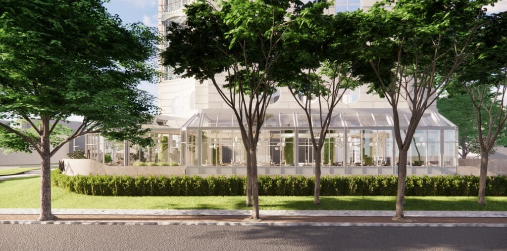 New York-based Greek restaurant, Avra, will debut at The Crescent in Dallas in 2025. (Courtesy of The Rockwell Group)