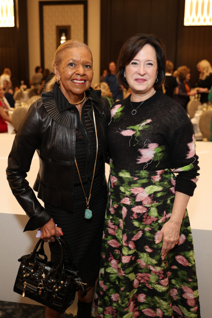Dr. Yonne Cormier,  Memorial Hermann Foundation Executive Vice President and CEO Anne Neeson  at the PaperCity Philanthropy in Fashion Best Dressed luncheon. (Photo by Priscilla Dickson)